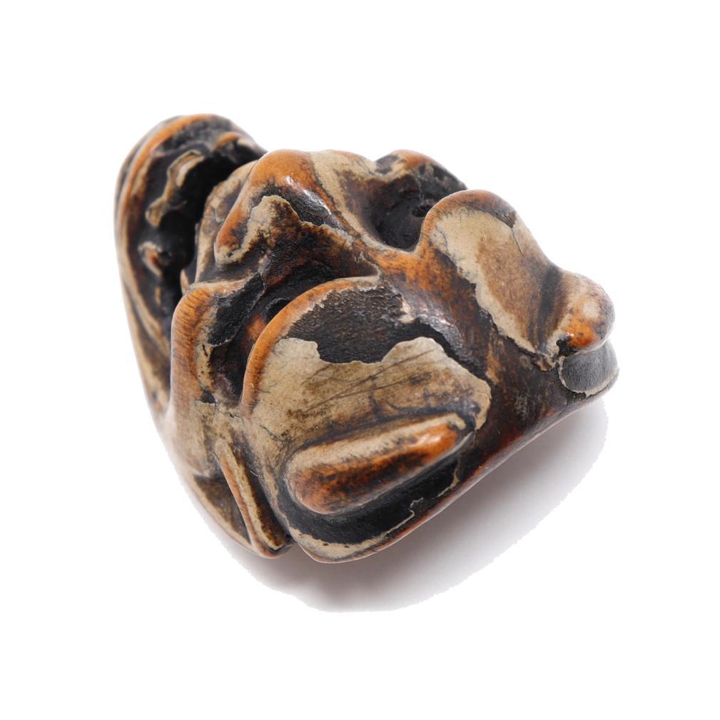 Antique Japanese Wood Miniature Mask Netsuke For Sale 1