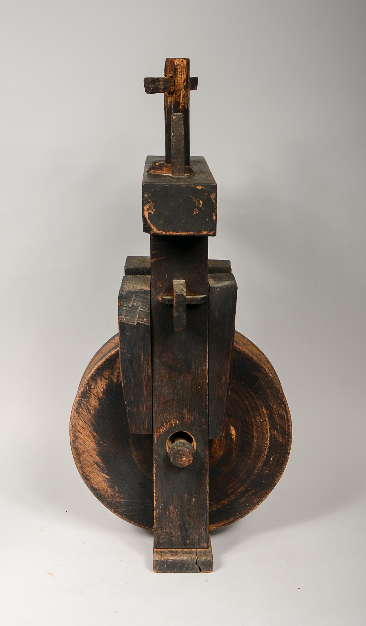 Antique Japanese Wood Pulley 19th Century 6