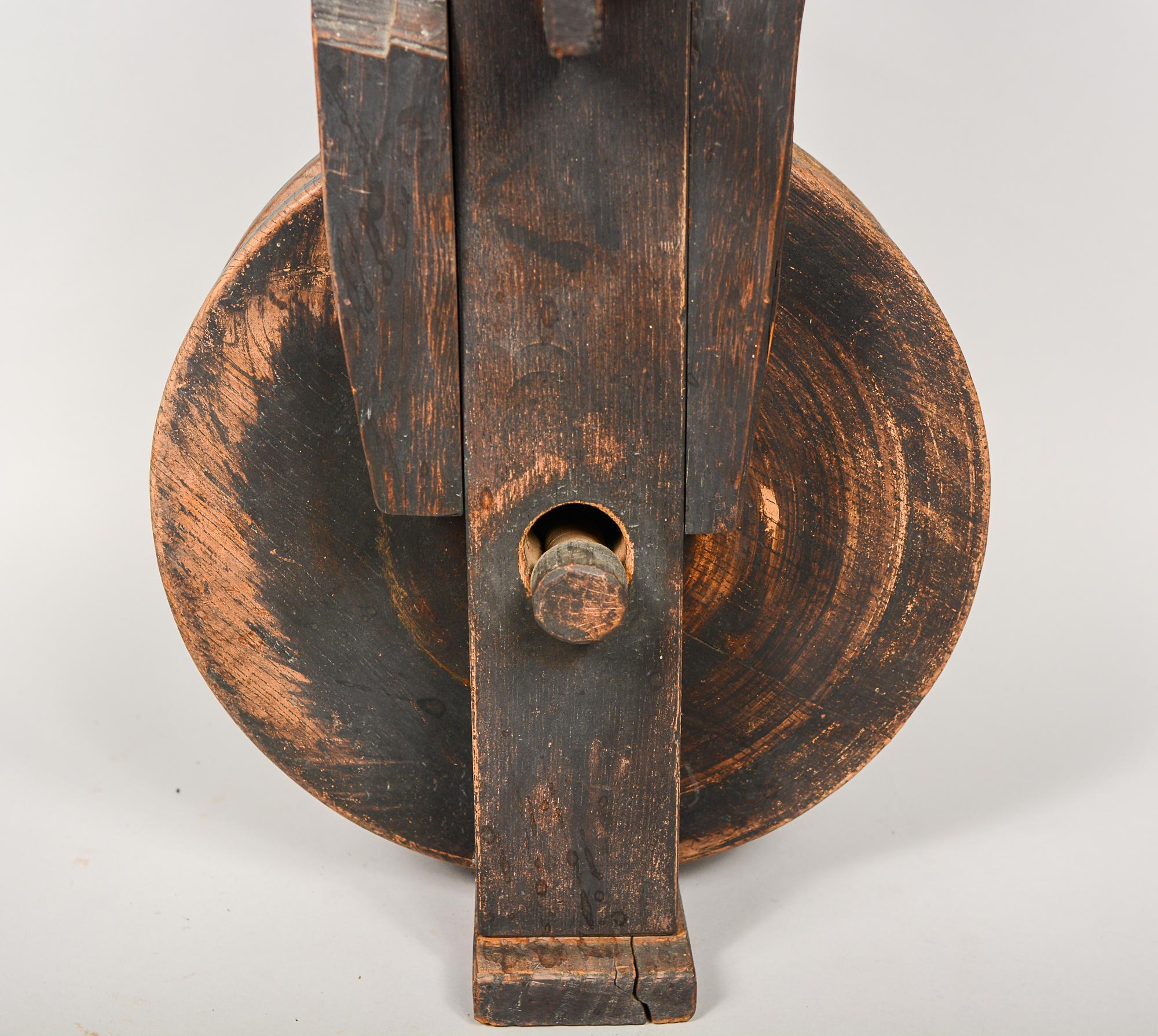 Antique Japanese Wood Pulley 19th Century 7