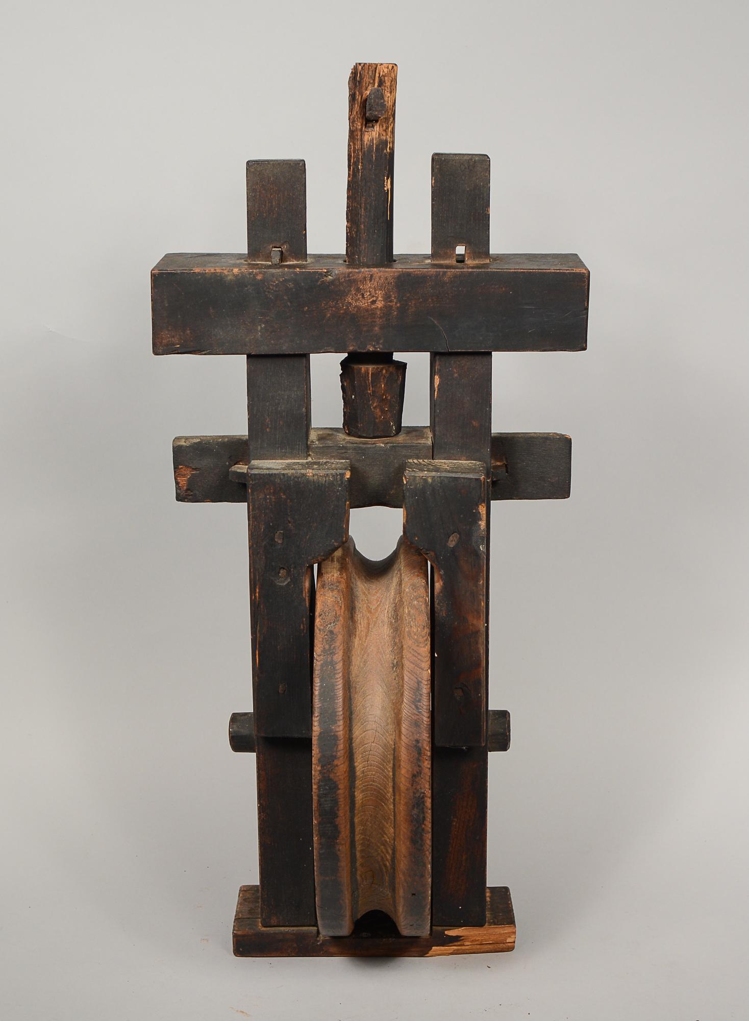 Meiji Antique Japanese Wood Pulley 19th Century