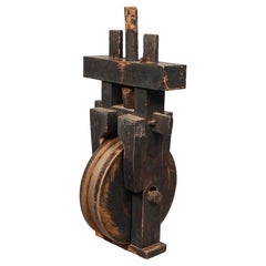 Pulley japonais ancien en bois du 19ème siècle