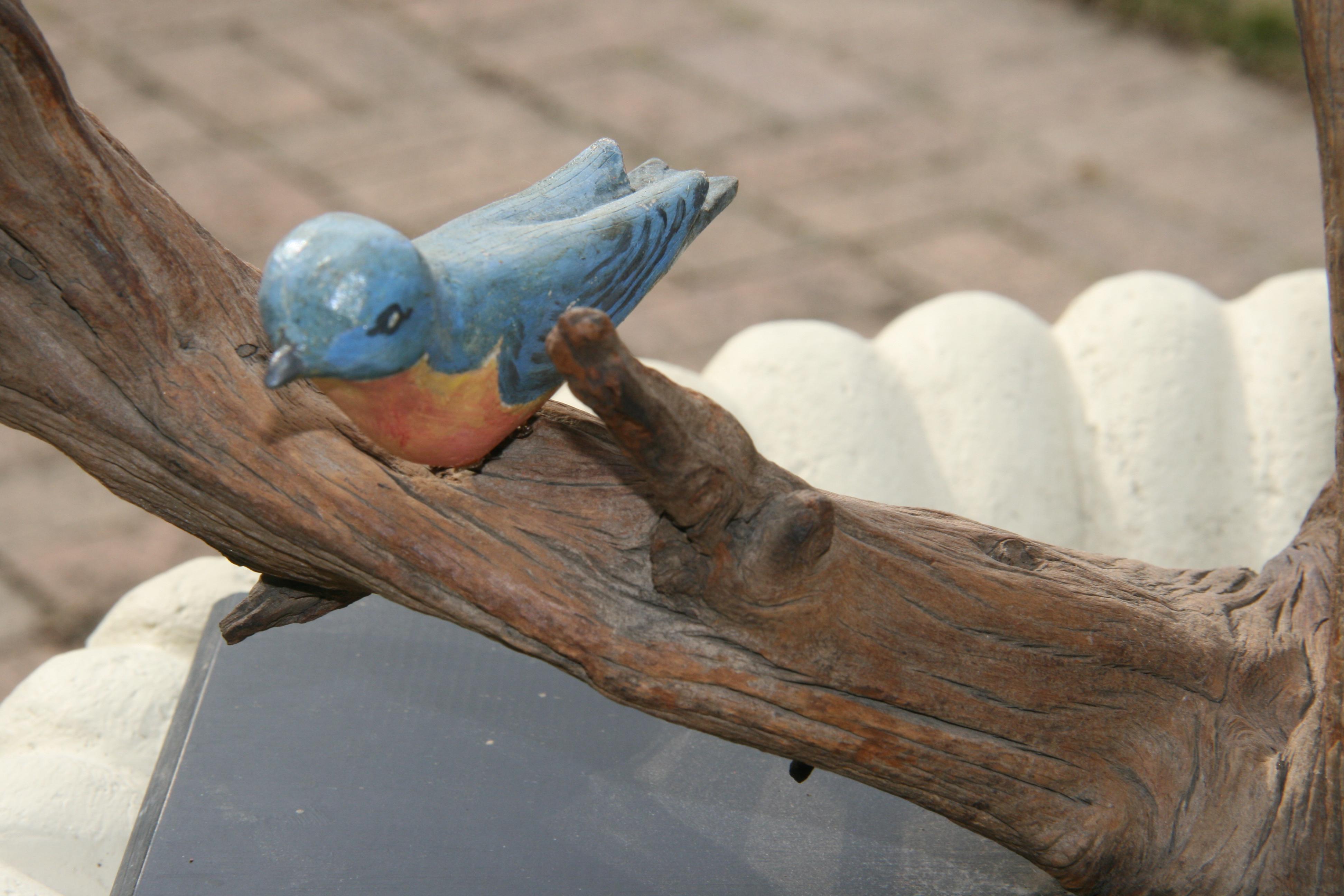 Antique American  Wood Tree Sculpture with Hand Carved and Painted Birds For Sale 13