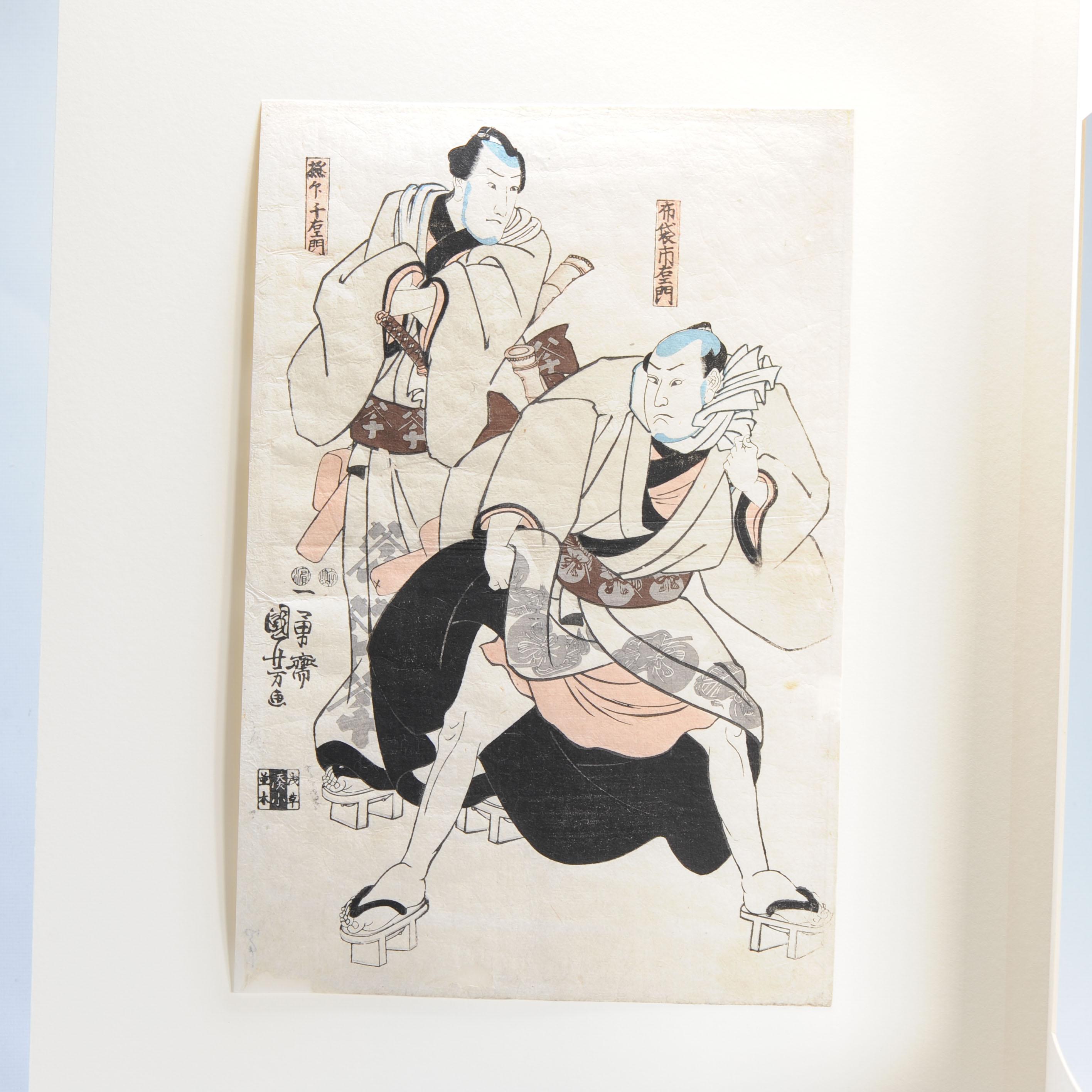 Antiker japanischer Holzschnitt – Schauspieler – Utagawa Kuniyoshi Japanisch, 1797-1861 (19. Jahrhundert) im Angebot