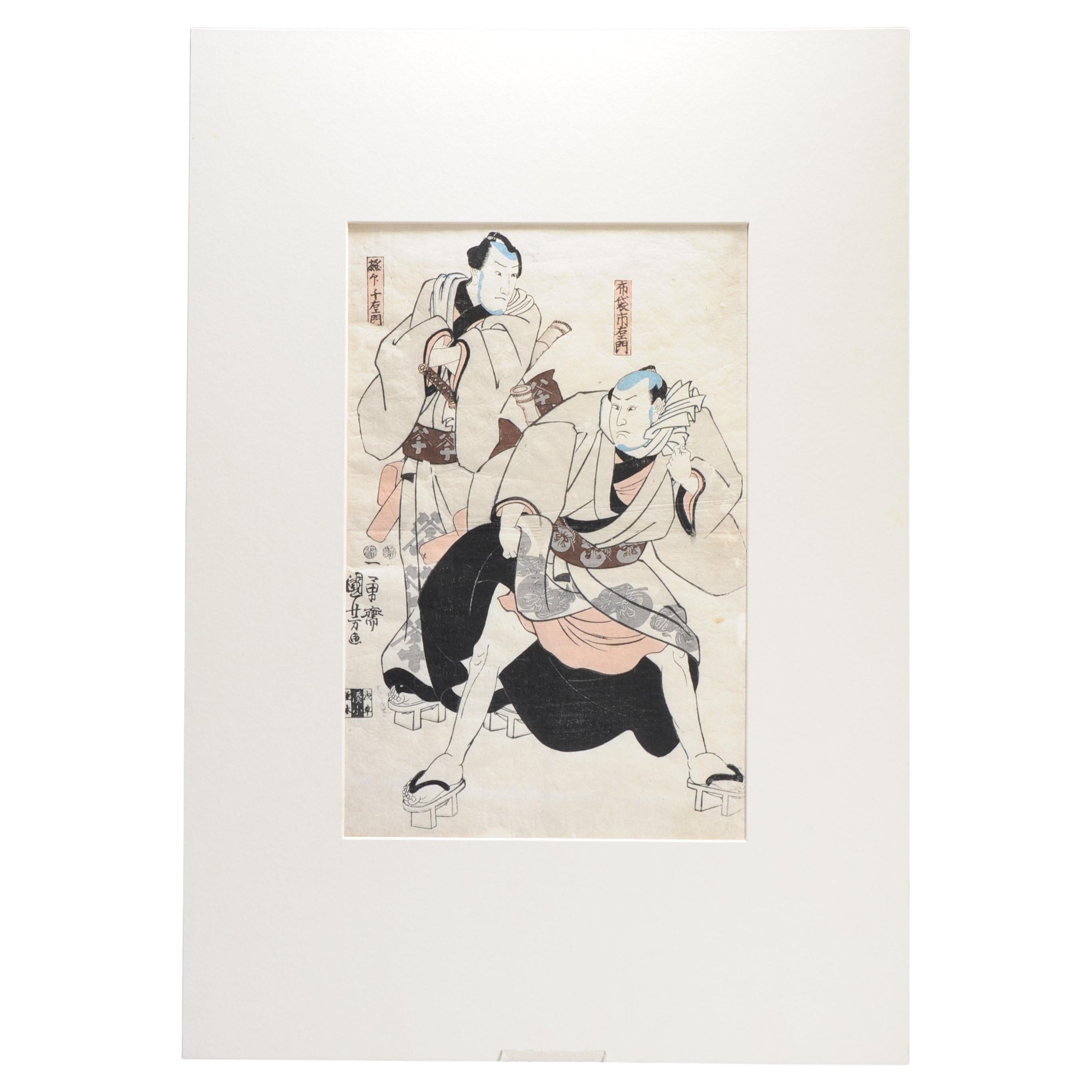 Antiker japanischer Holzschnitt – Schauspieler – Utagawa Kuniyoshi Japanisch, 1797-1861