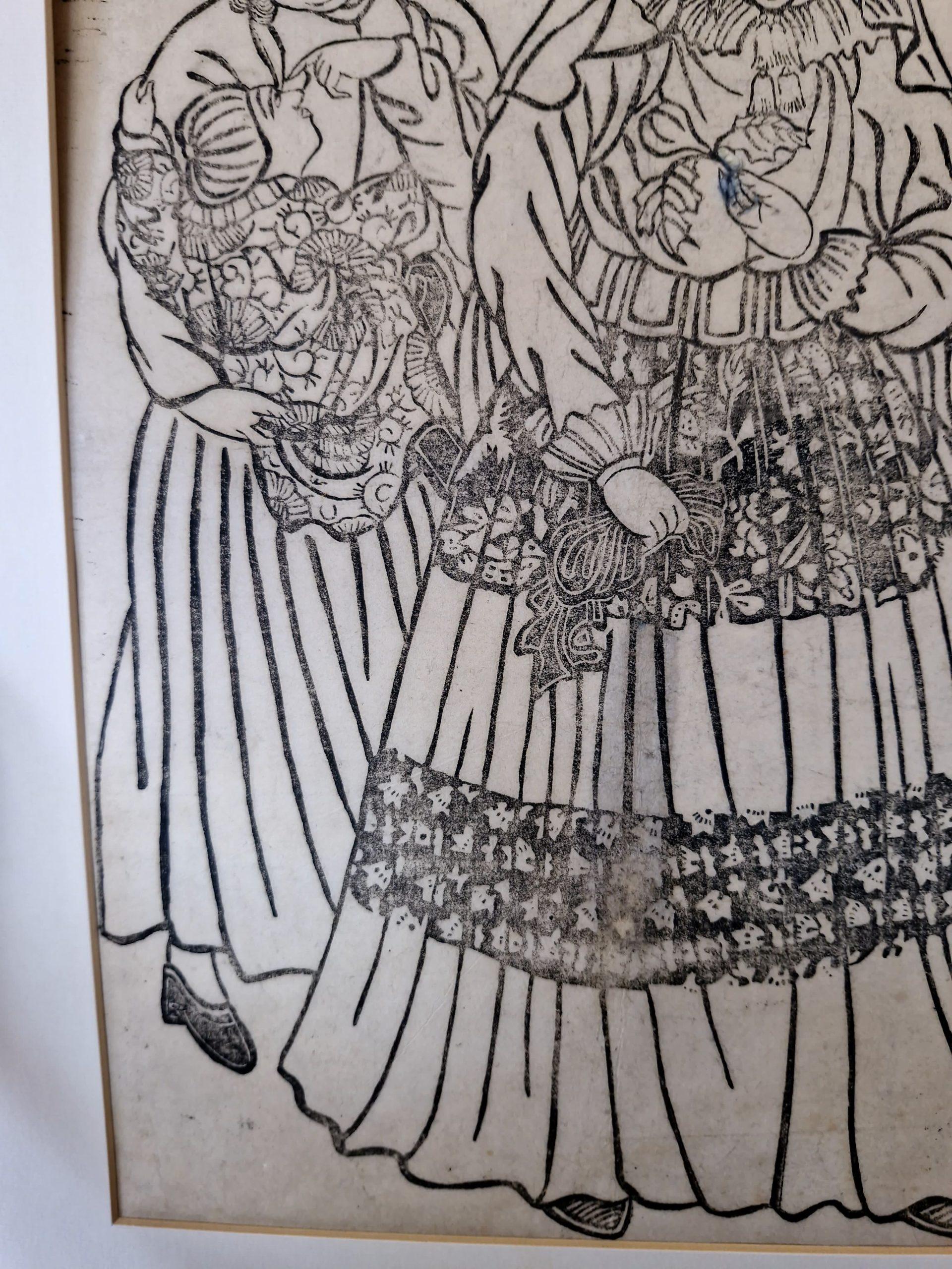 Antique Japanese Woodblock - Dutch Lady with Child and Servant - Meiji Period

attributed to Utagawa Kuniteru II

 

Yokohama-e - Yokohama-e are prints depicting foreigners in Yokohama after Japan was opened to trade with the West the 1850s.