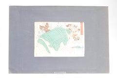 Antiker japanischer Holzschnitt – Kuniyoshi – Tanuki und Benkei – Edo-Periode