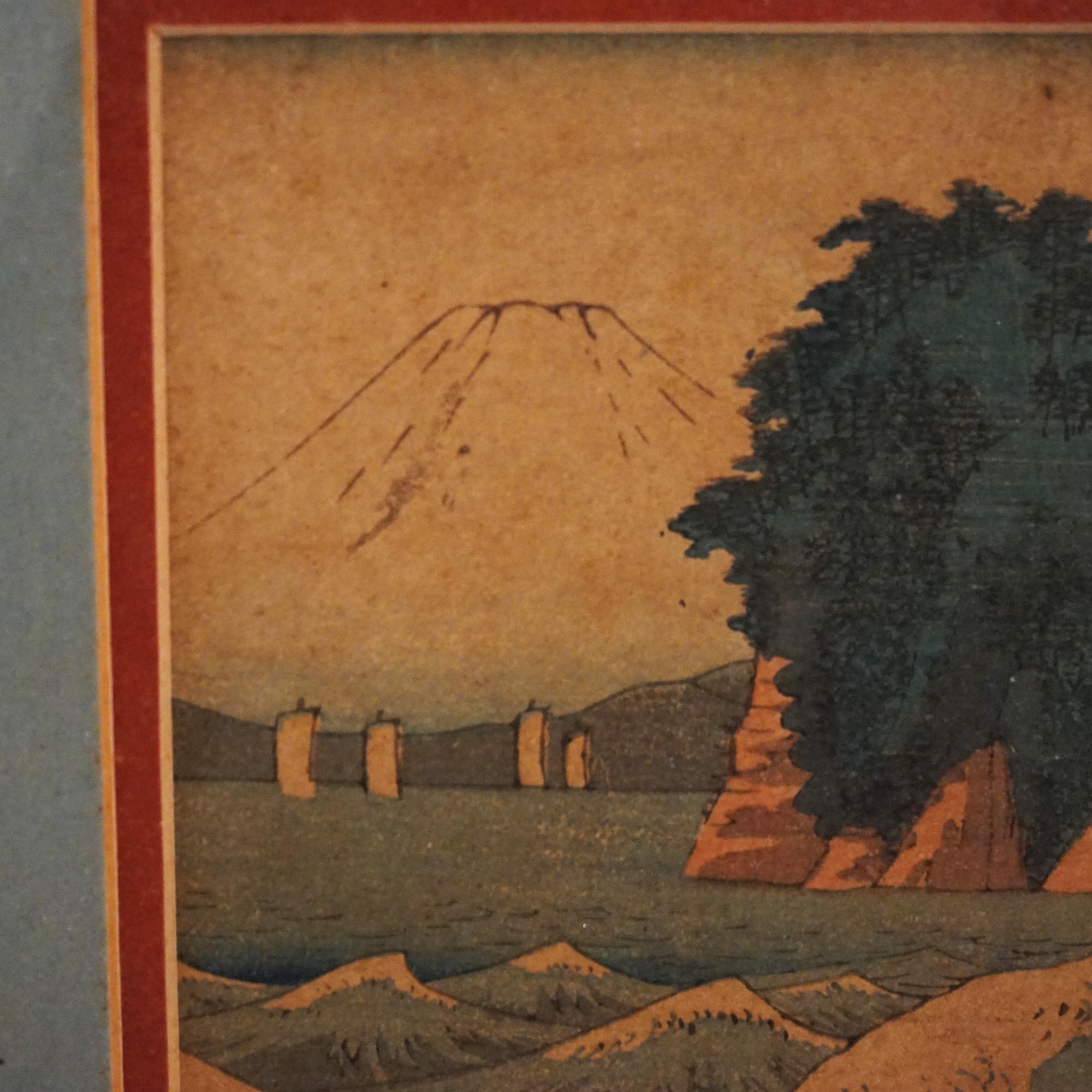 Antique Japanese Woodblock Print by Sadatora, Exterior Genre Scene, C1920 For Sale 3