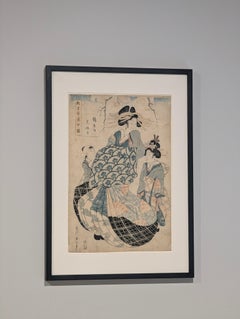Antique Japanese Woodblock Print Courtesan Shinoko, by Kikukawa Eizan c.1815