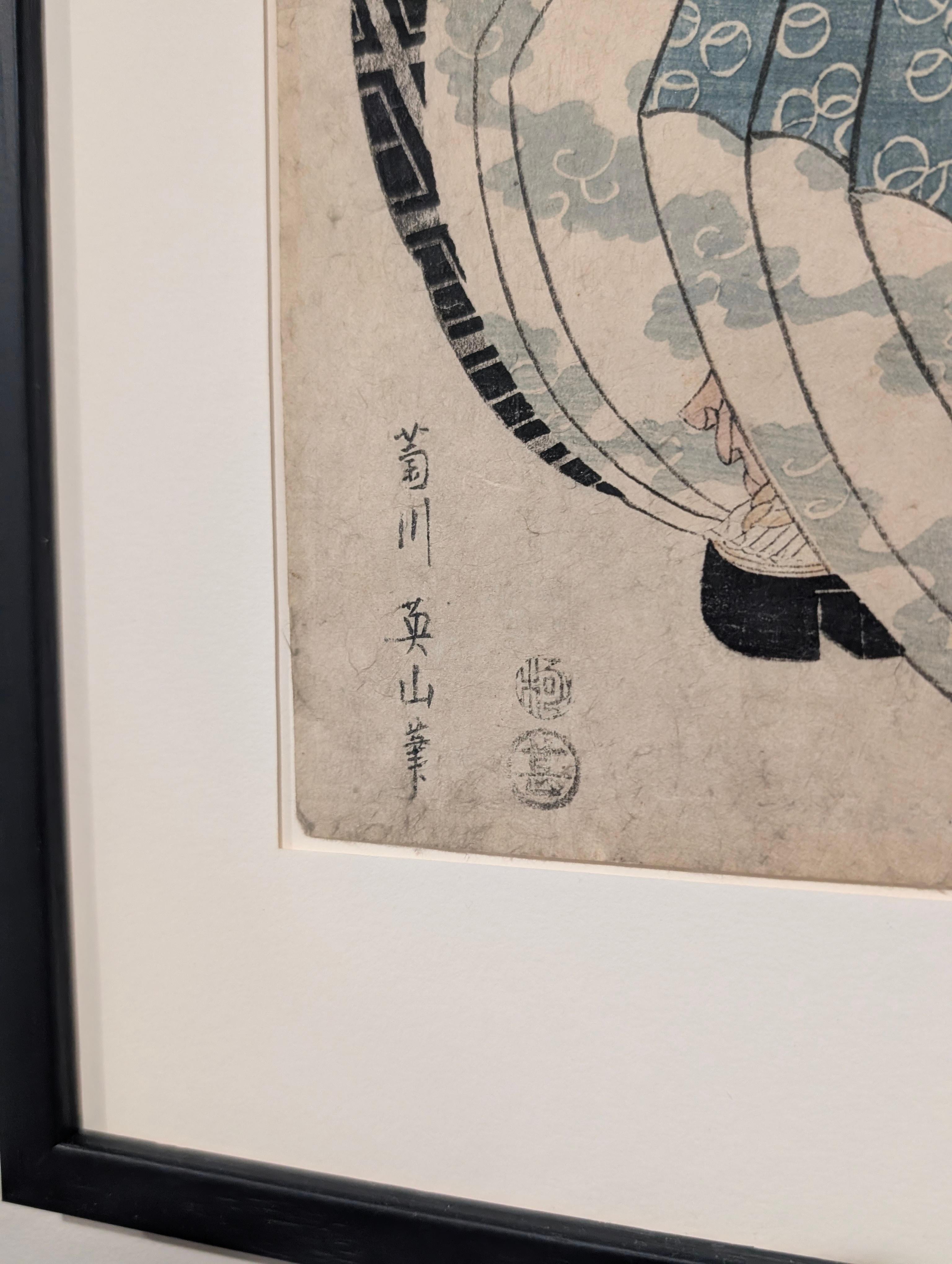 Antiker japanischer Farbholzschnitt Kurtisane Shinoko, von Kikukawa Eizan um 1815 (Japanisch) im Angebot