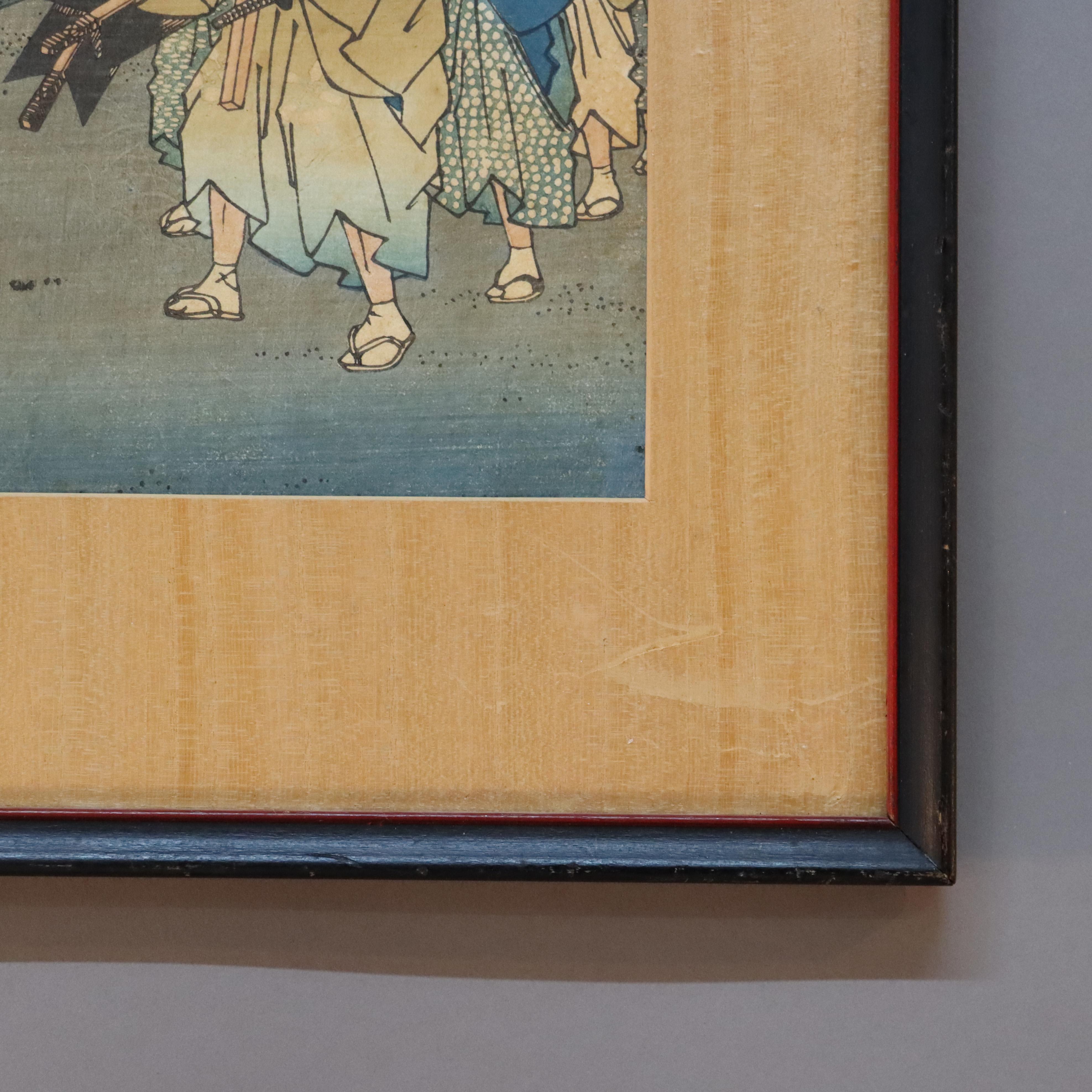 Gravure sur bois japonaise ancienne de la série 