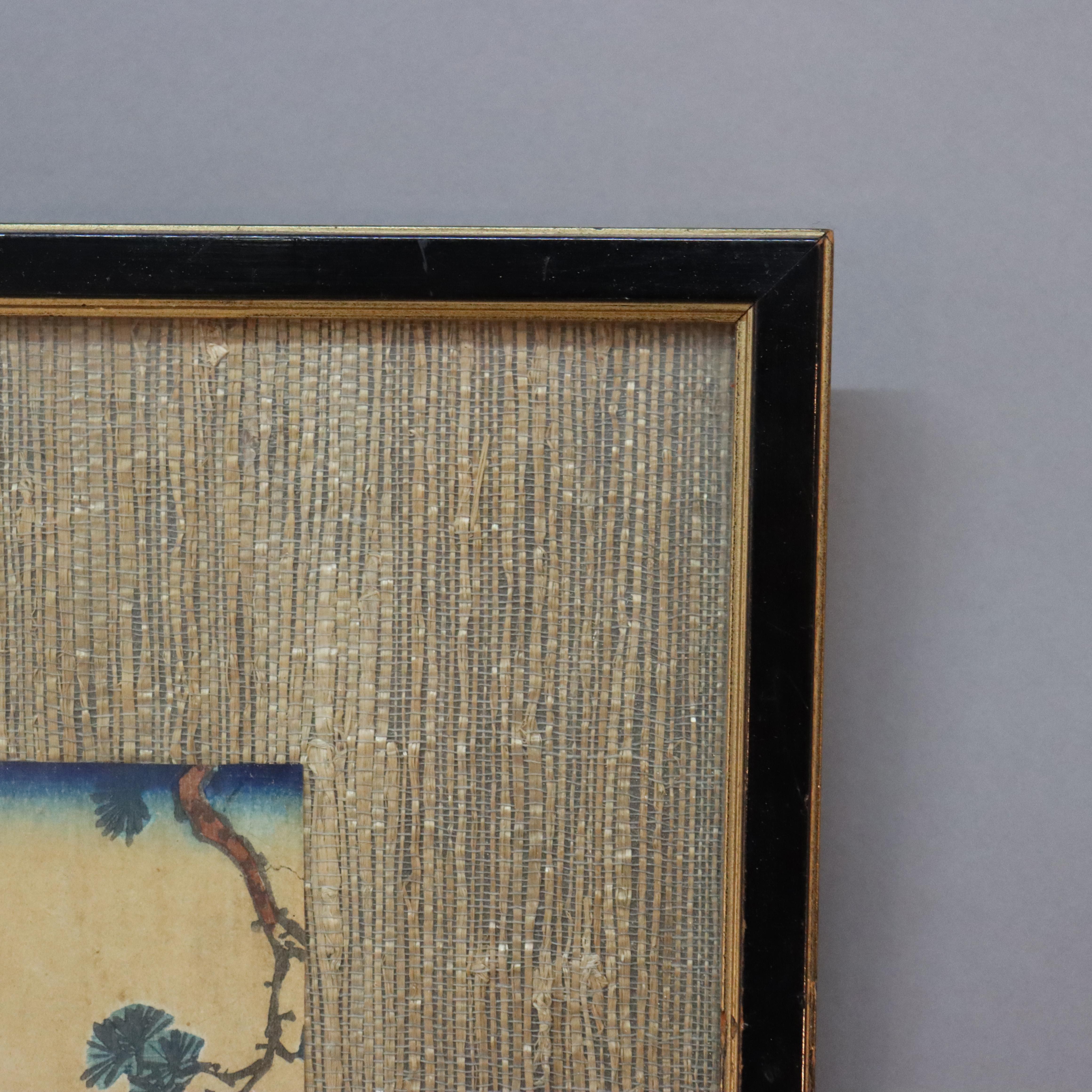 Ancienne gravure sur bois japonaise de 2 femmes signée par Utagawa Kurisa en vente 2