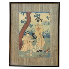 Antique Japanese Woodblock Print Of 2 Women Signed By Utagawa Kurisa