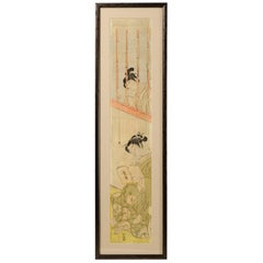Antique Japanese Woodblock Print of a Parody of Kibi no Makibi