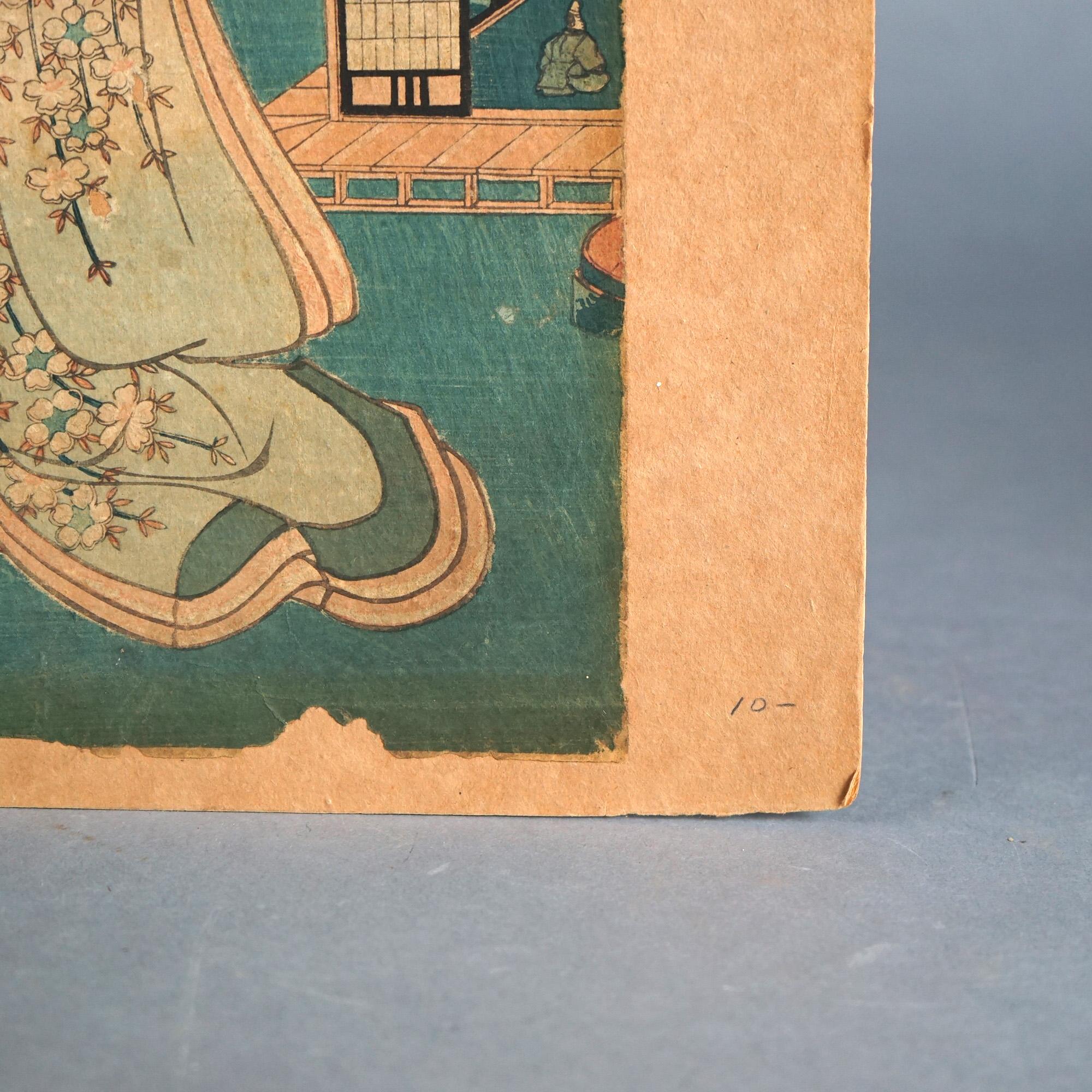 Asian Antique Japanese Woodblock Print of a Woman by Hiroshige C1920