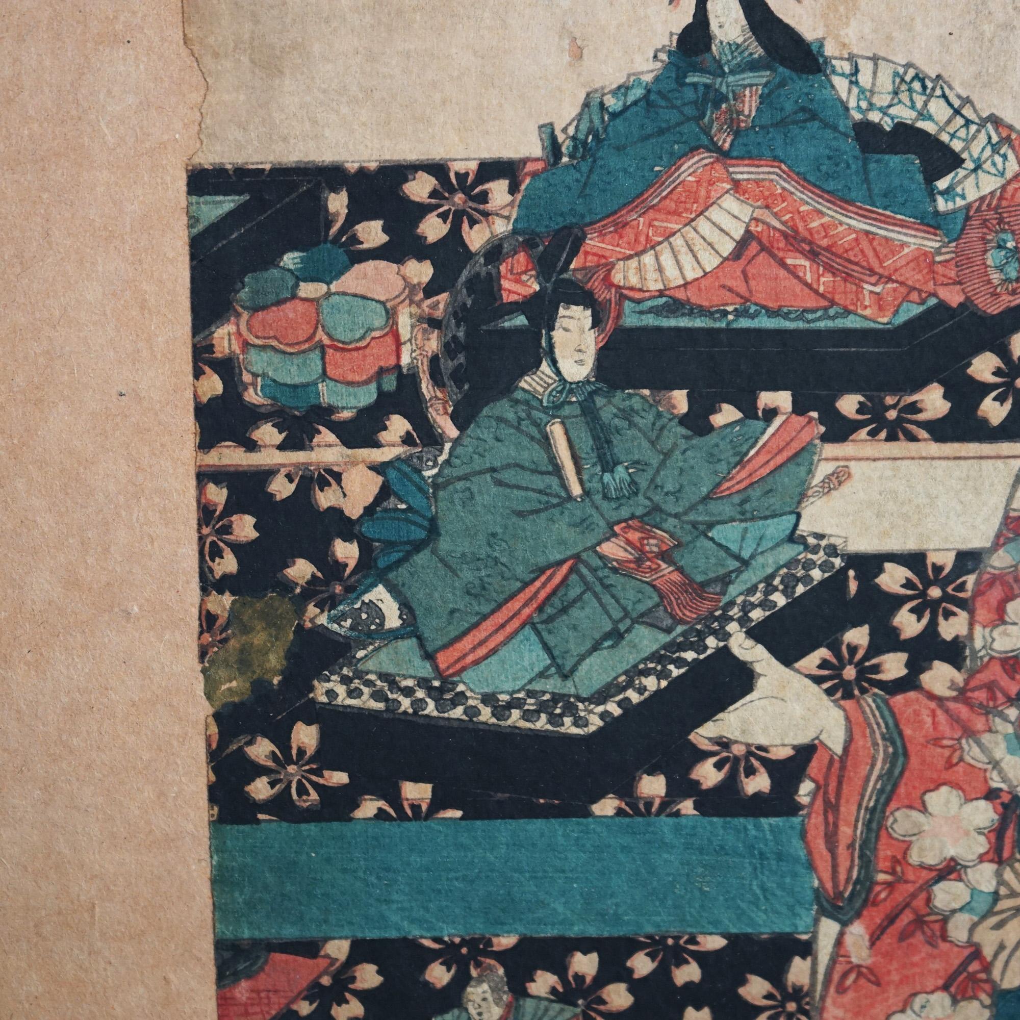 Paper Antique Japanese Woodblock Print of a Woman by Hiroshige C1920