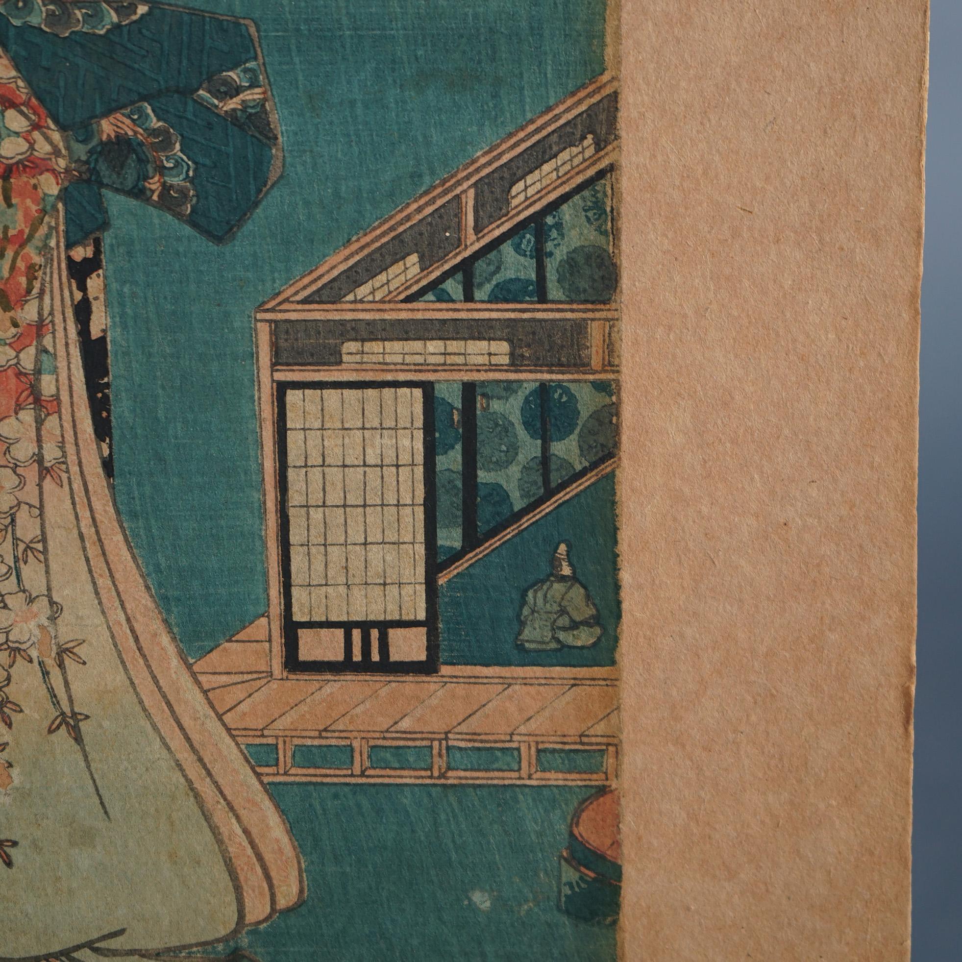 Antique Japanese Woodblock Print of a Woman by Hiroshige C1920 1