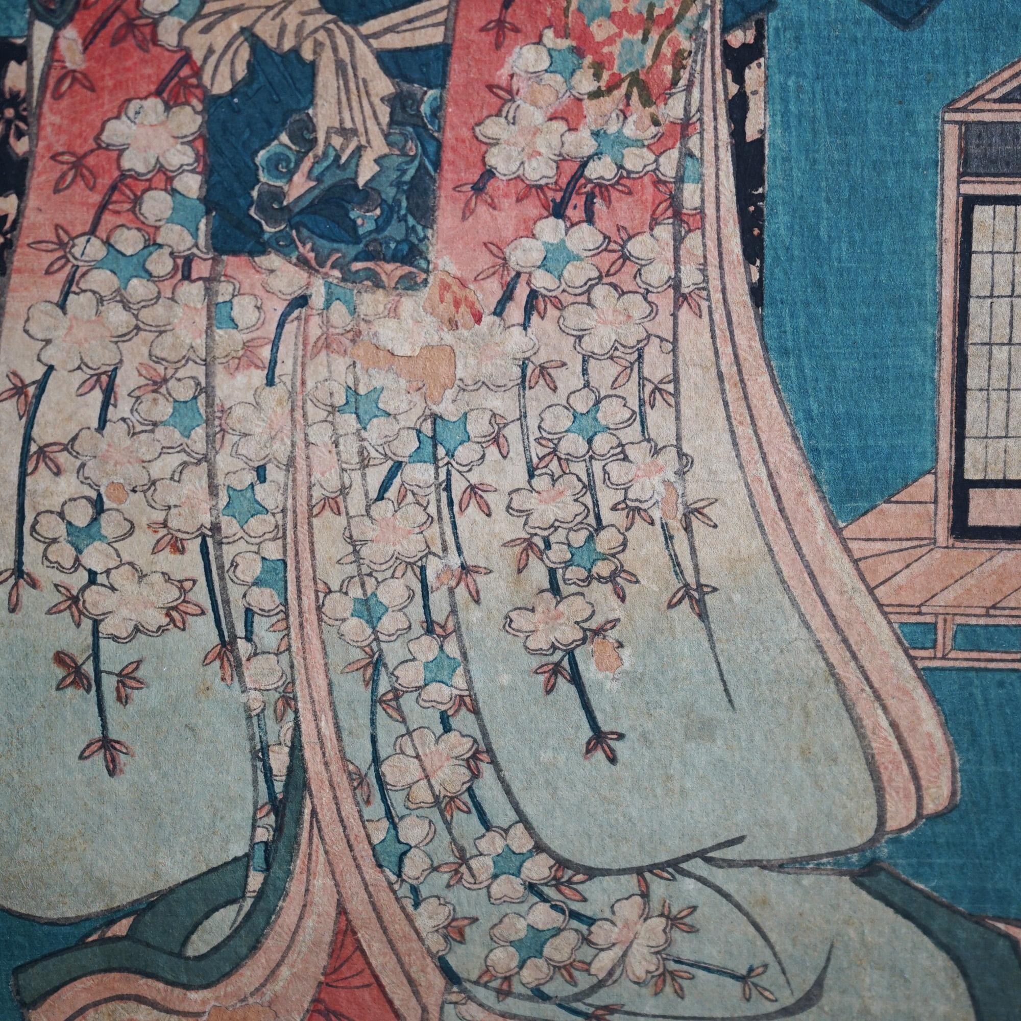 Antique Japanese Woodblock Print of a Woman by Hiroshige C1920 2