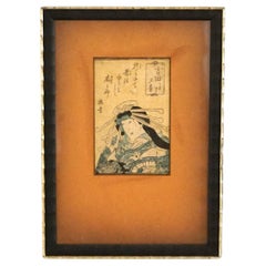 Antica stampa giapponese Woodblock di ritratto di Kunisada, incorniciata, C1920