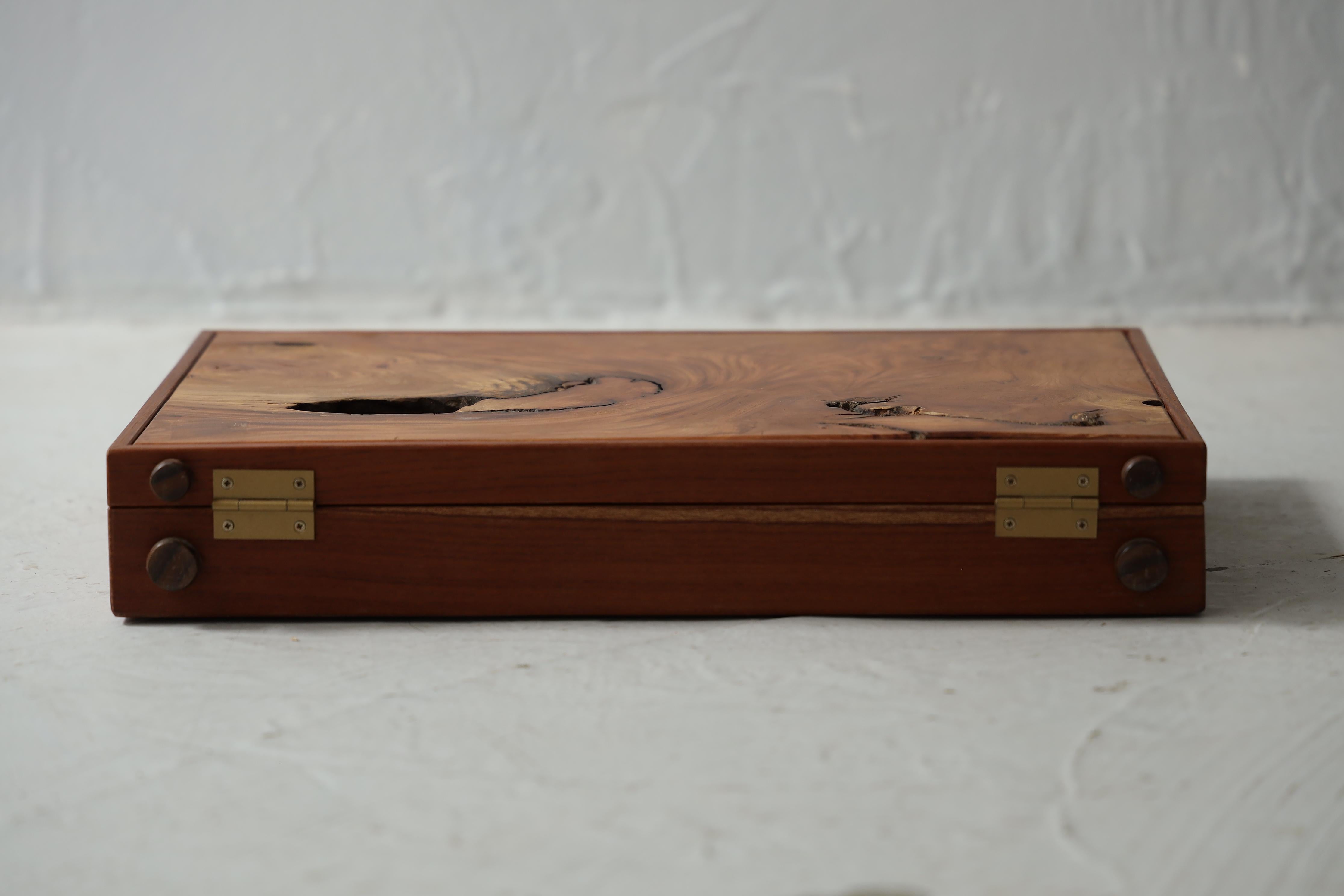 Antica scatola giapponese in legno , Japandi, Wabi-sabi in vendita 6