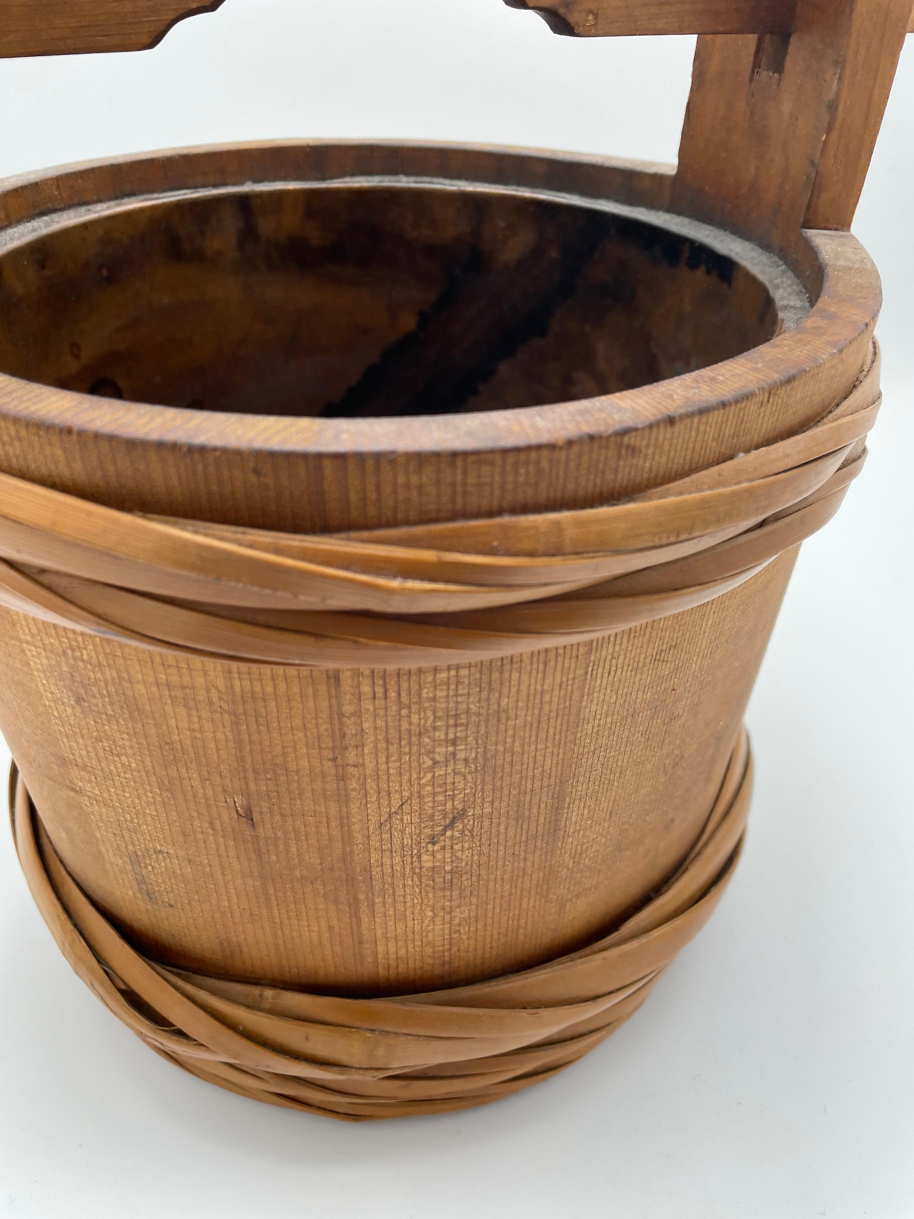Antique Japanese Wooden Bucket 1950s-1970s 5