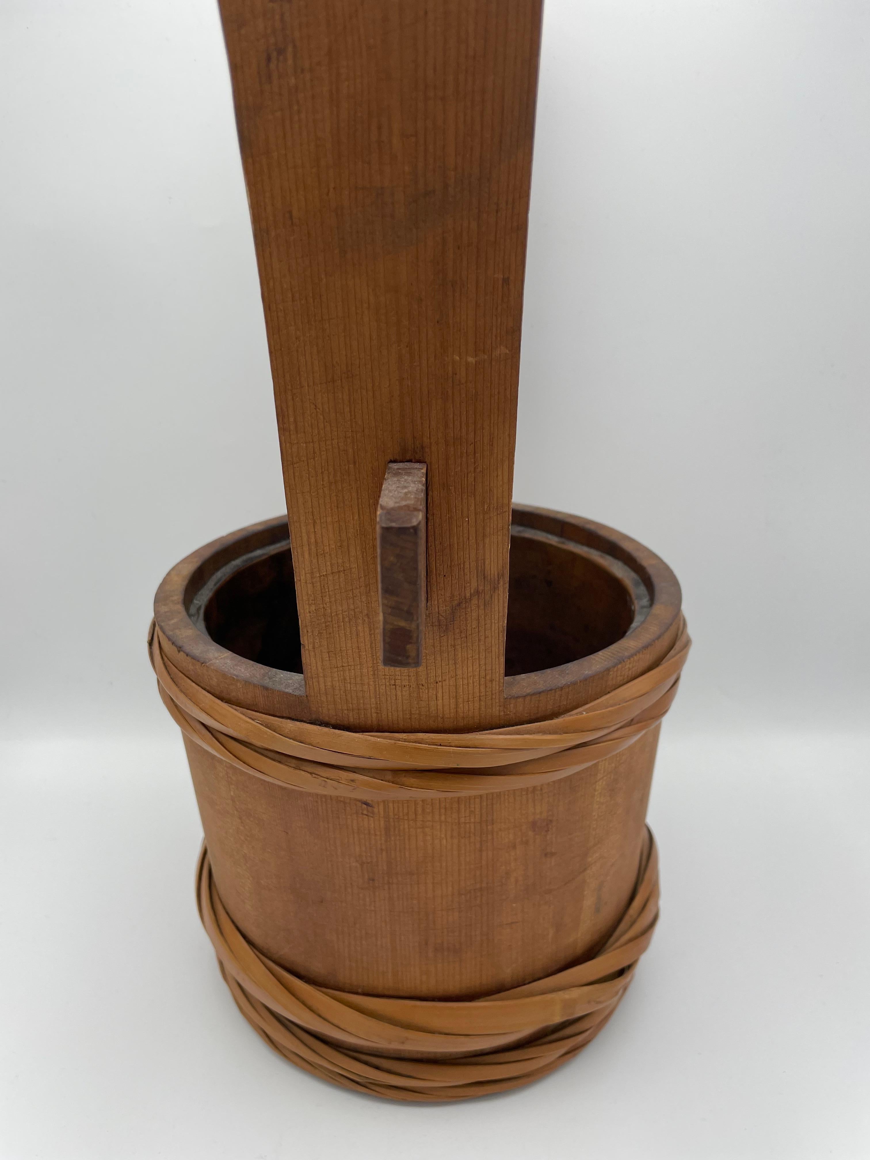 Antique Japanese Wooden Bucket 1950s-1970s 8