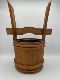 Antique Japanese Wooden Bucket 1950s-1970s