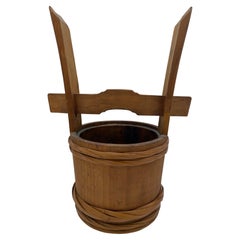 Antique Japanese Wooden Bucket 1950s-1970s