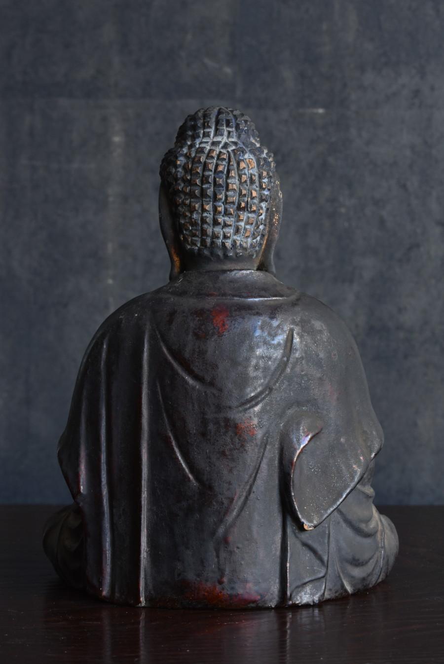 Antike japanische Holz-Buddha-Statue/Edo-Zeit/Sitzende Tathagata-Statue aus Holz im Angebot 11