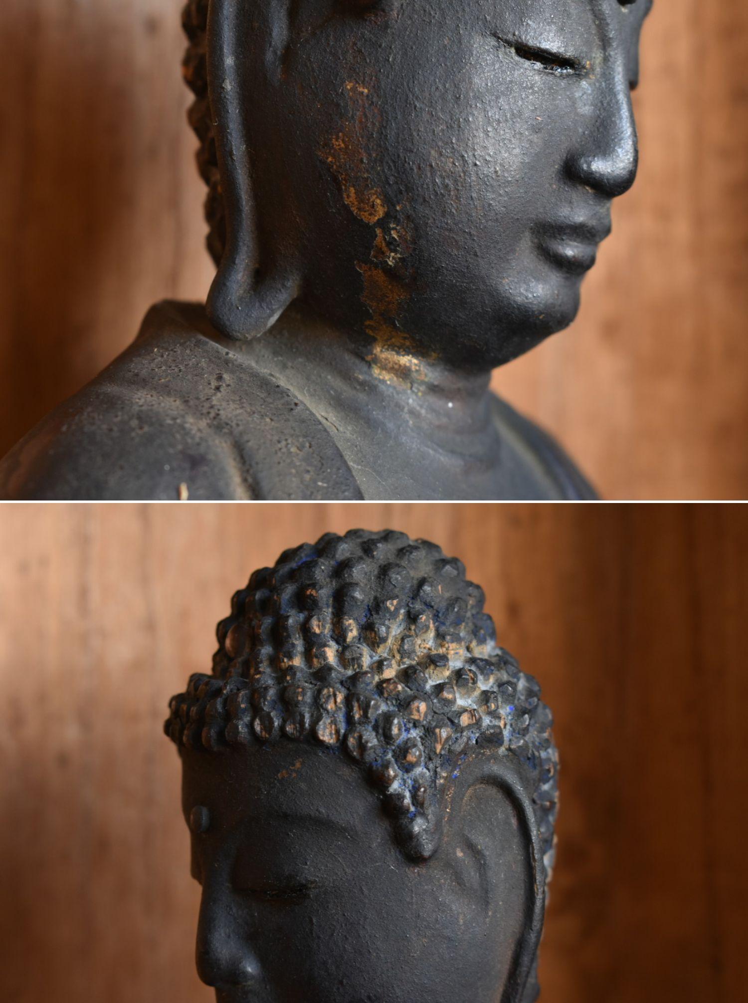 Antike japanische Holz-Buddha-Statue/Edo-Zeit/Sitzende Tathagata-Statue aus Holz im Angebot 1