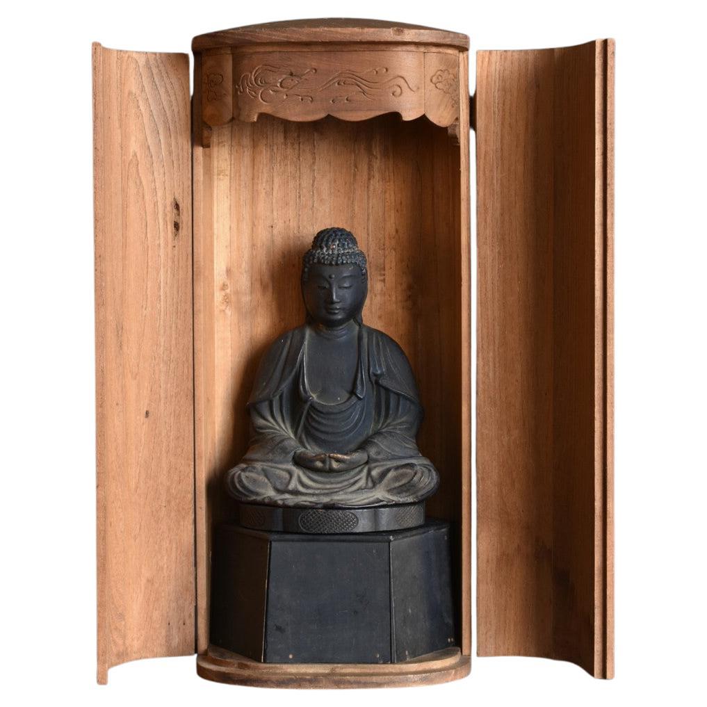 Antike japanische Holz-Buddha-Statue/Edo-Zeit/Sitzende Tathagata-Statue aus Holz im Angebot