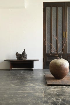 Antique Japanese wooden Buddha statue riding a lion / Edo period to Meiji period