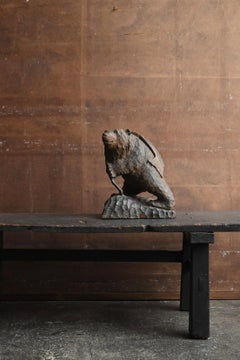 Antique Japanese Wooden Carving of a Bear / Hokkaido / 20th Century / Showa Era