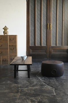 Antique Japanese wooden coffee table with a tasteful ink-wash pattern/Meiji