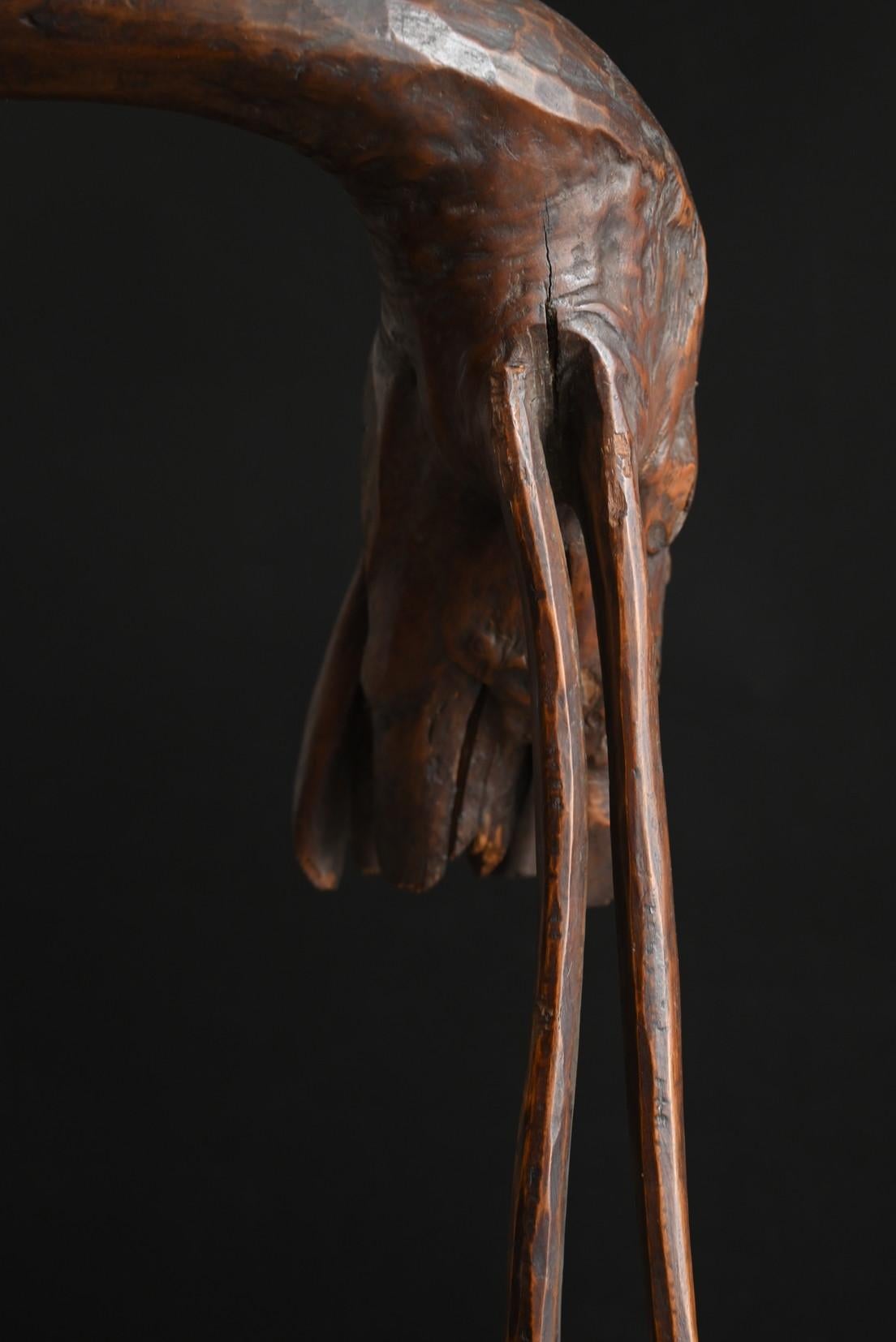 Antica statuetta di gru giapponese in legno / 20° secolo / scultura in Wood in vendita 4