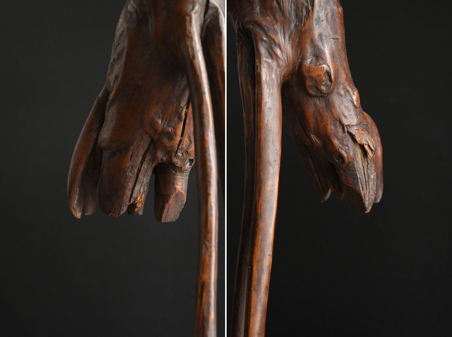 Antica statuetta di gru giapponese in legno / 20° secolo / scultura in Wood in vendita 5