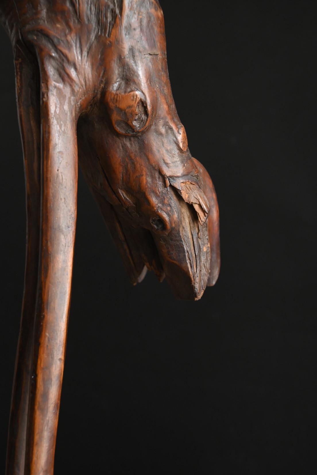 Antica statuetta di gru giapponese in legno / 20° secolo / scultura in Wood in vendita 6