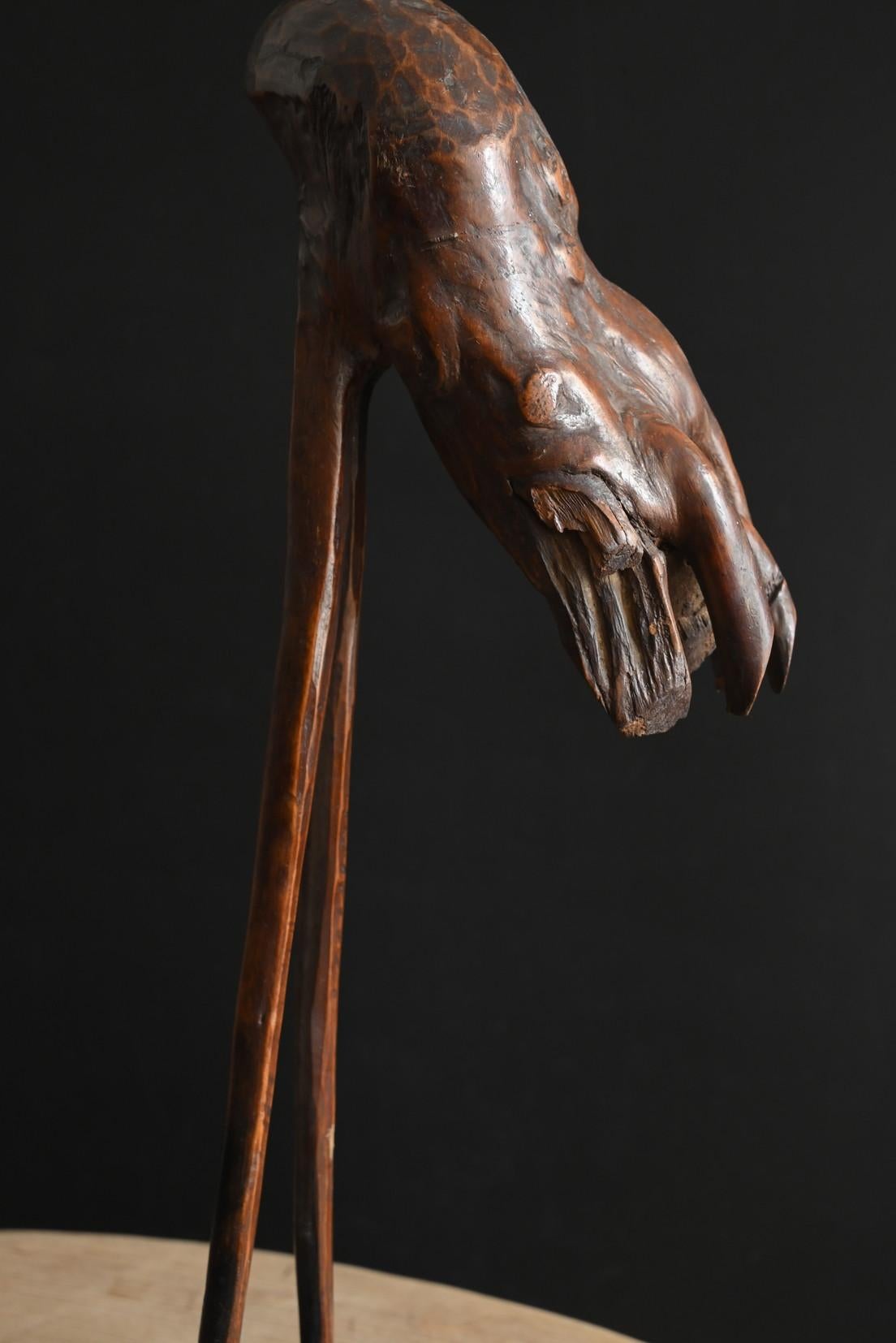 Antica statuetta di gru giapponese in legno / 20° secolo / scultura in Wood in vendita 7