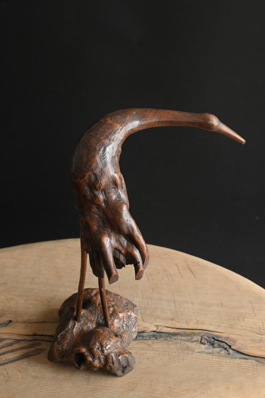 Antica statuetta di gru giapponese in legno / 20° secolo / scultura in Wood in vendita 9