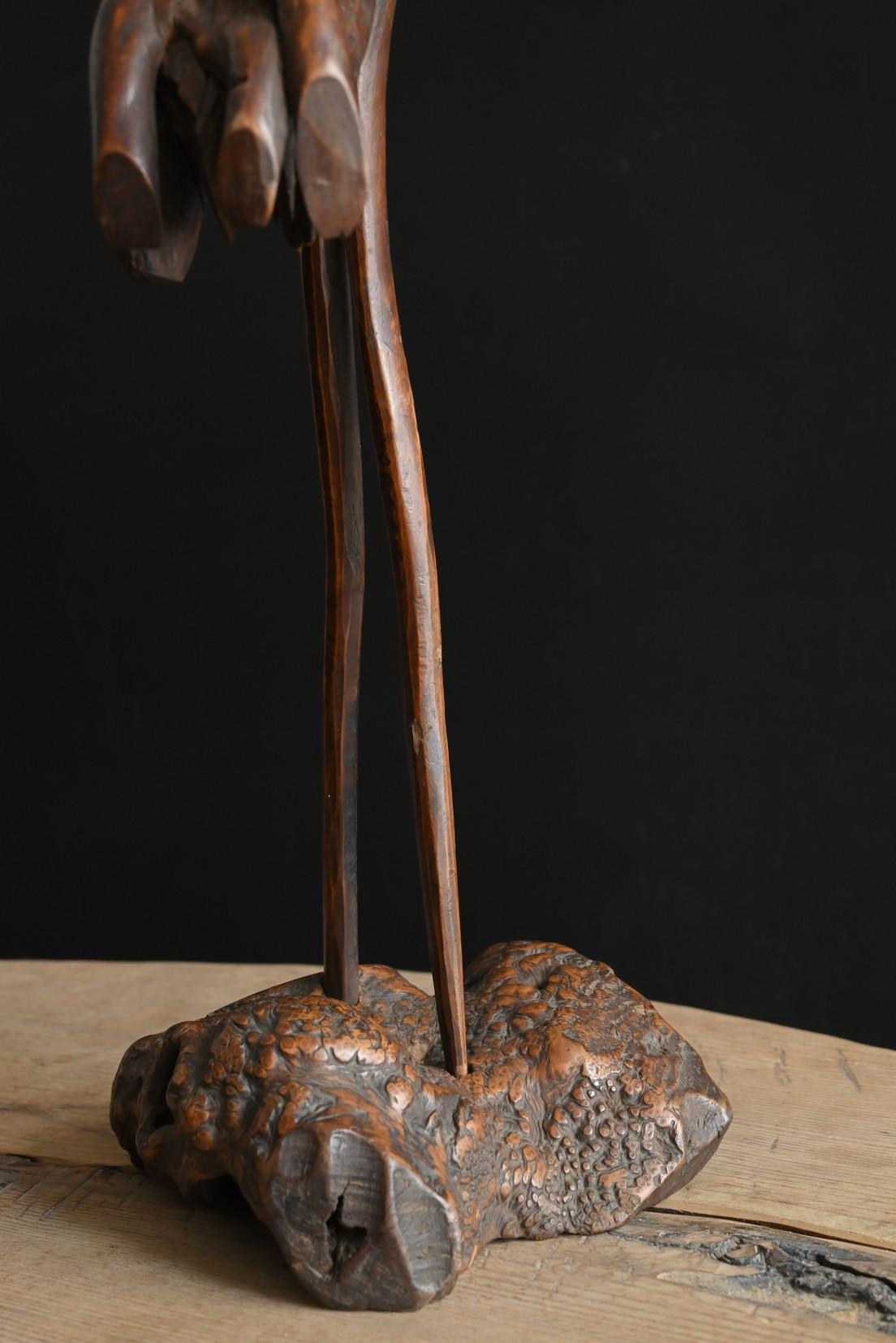 Antica statuetta di gru giapponese in legno / 20° secolo / scultura in Wood in vendita 1