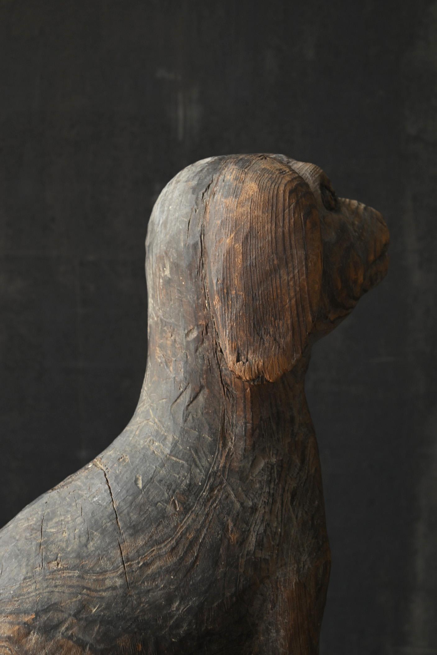 Antique Japanese wooden dog figurine / 1868-1920 / Meiji-Taisho period 4