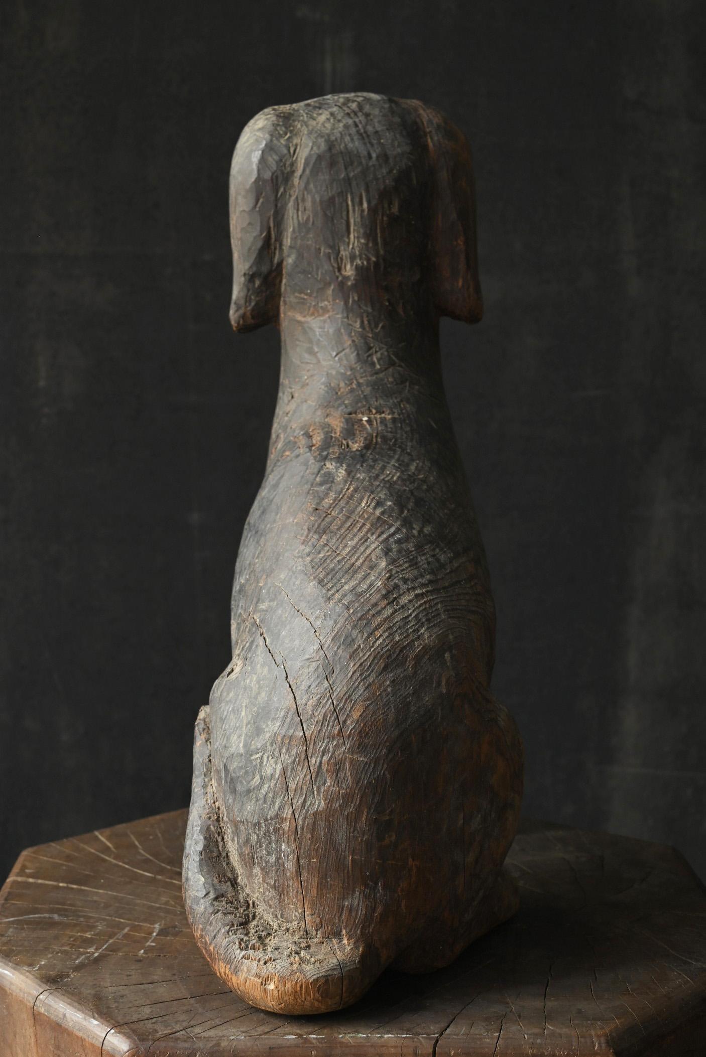 Antique Japanese wooden dog figurine / 1868-1920 / Meiji-Taisho period 6