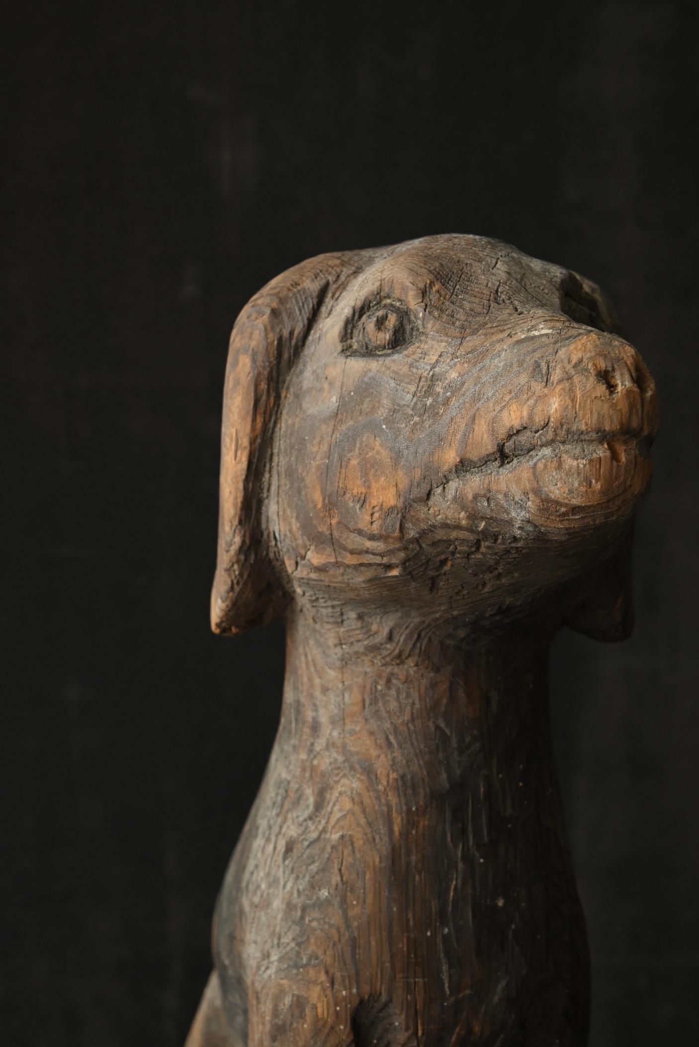 Antique Japanese wooden dog figurine / 1868-1920 / Meiji-Taisho period 7