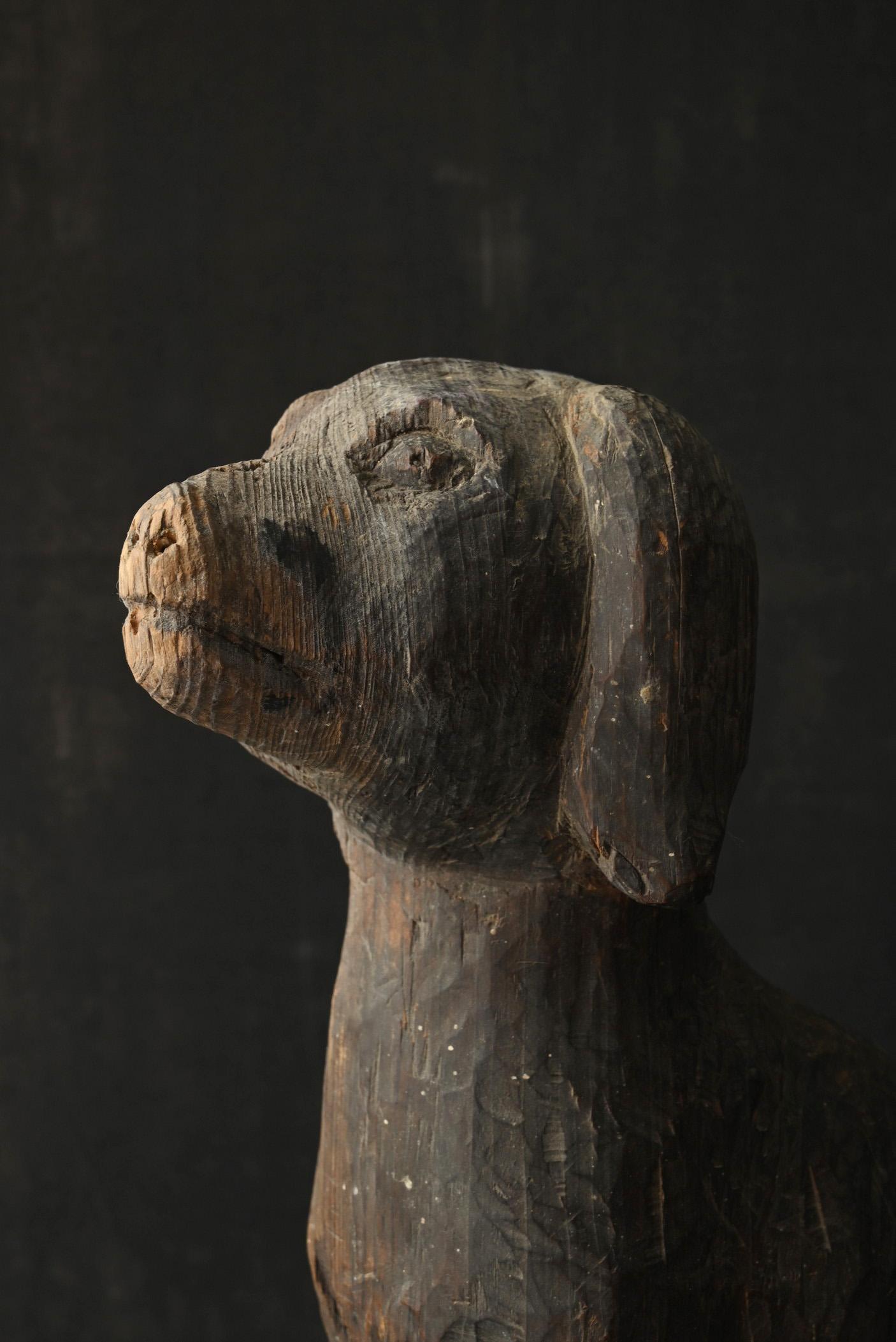 Antique Japanese wooden dog figurine / 1868-1920 / Meiji-Taisho period 8