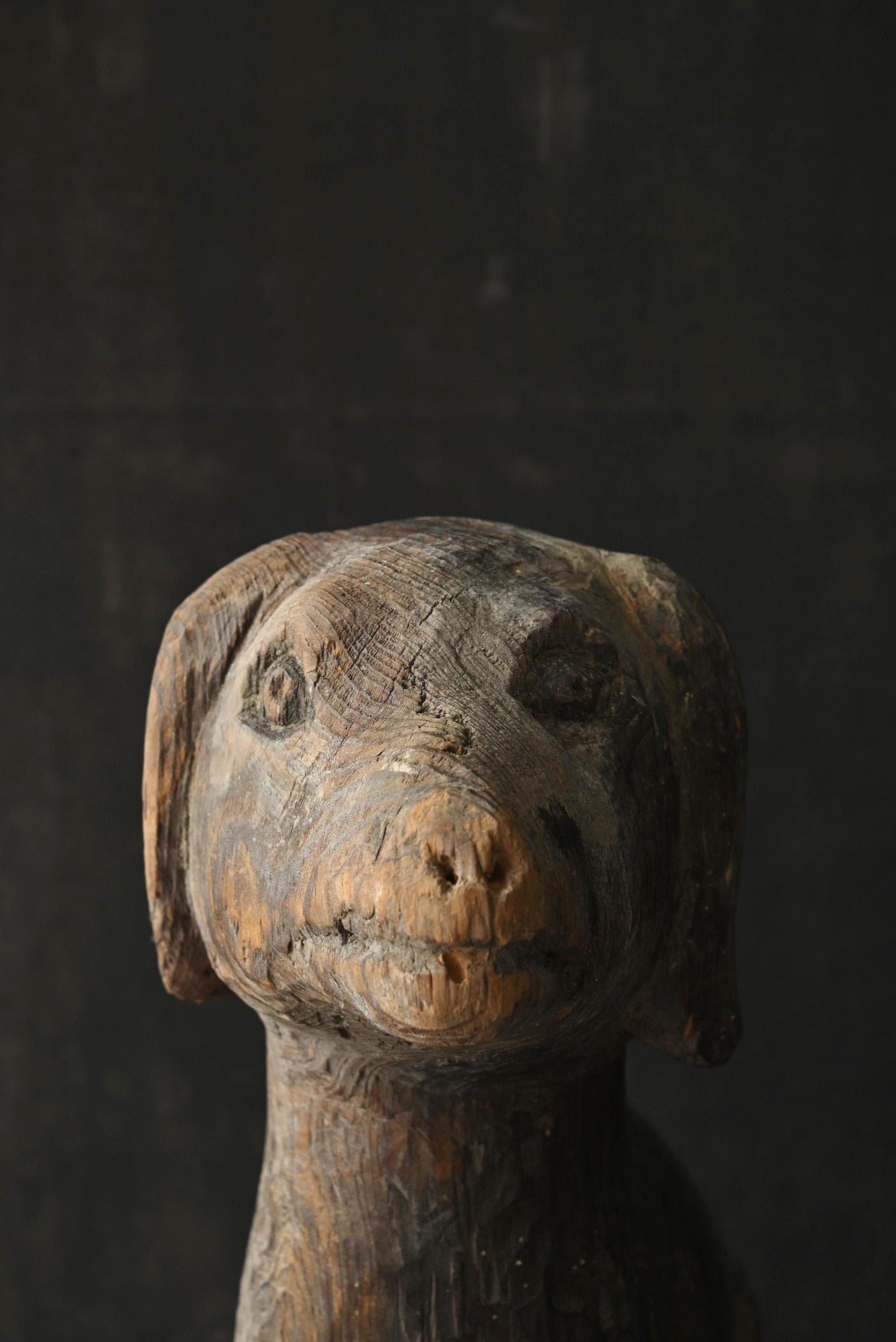 Antique Japanese wooden dog figurine / 1868-1920 / Meiji-Taisho period 9