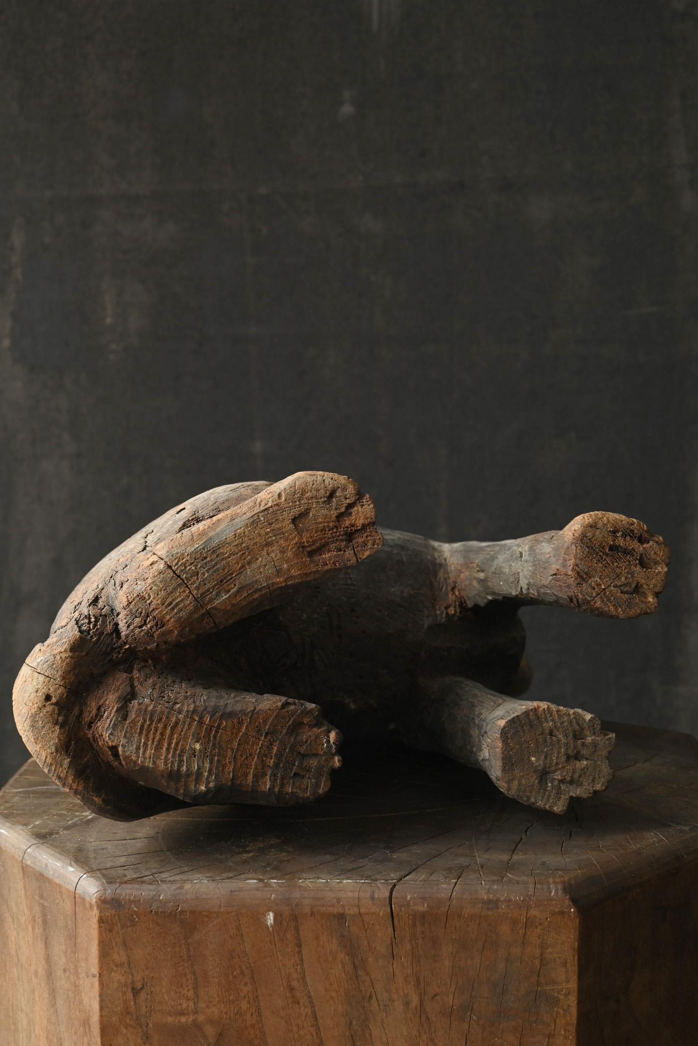 Antique Japanese wooden dog figurine / 1868-1920 / Meiji-Taisho period 11