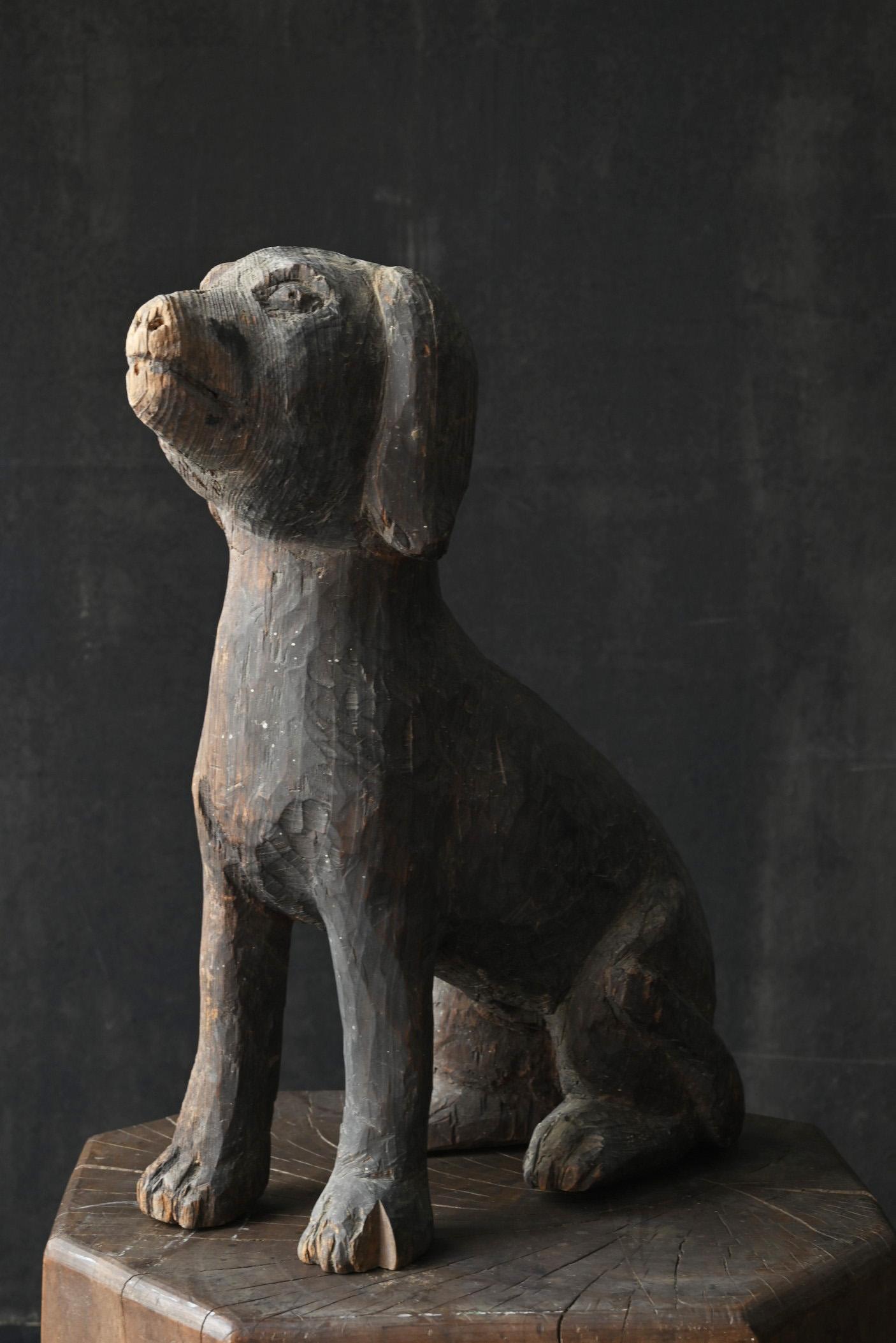 Antique Japanese wooden dog figurine / 1868-1920 / Meiji-Taisho period 12
