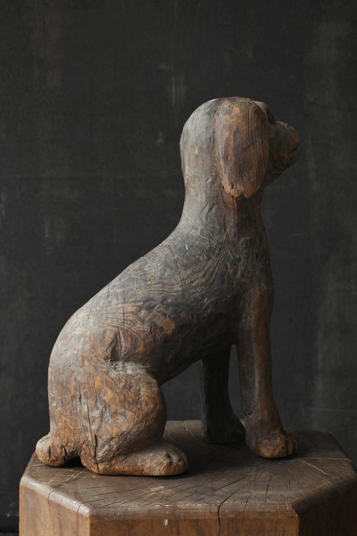 Antique Japanese wooden dog figurine / 1868-1920 / Meiji-Taisho period 3