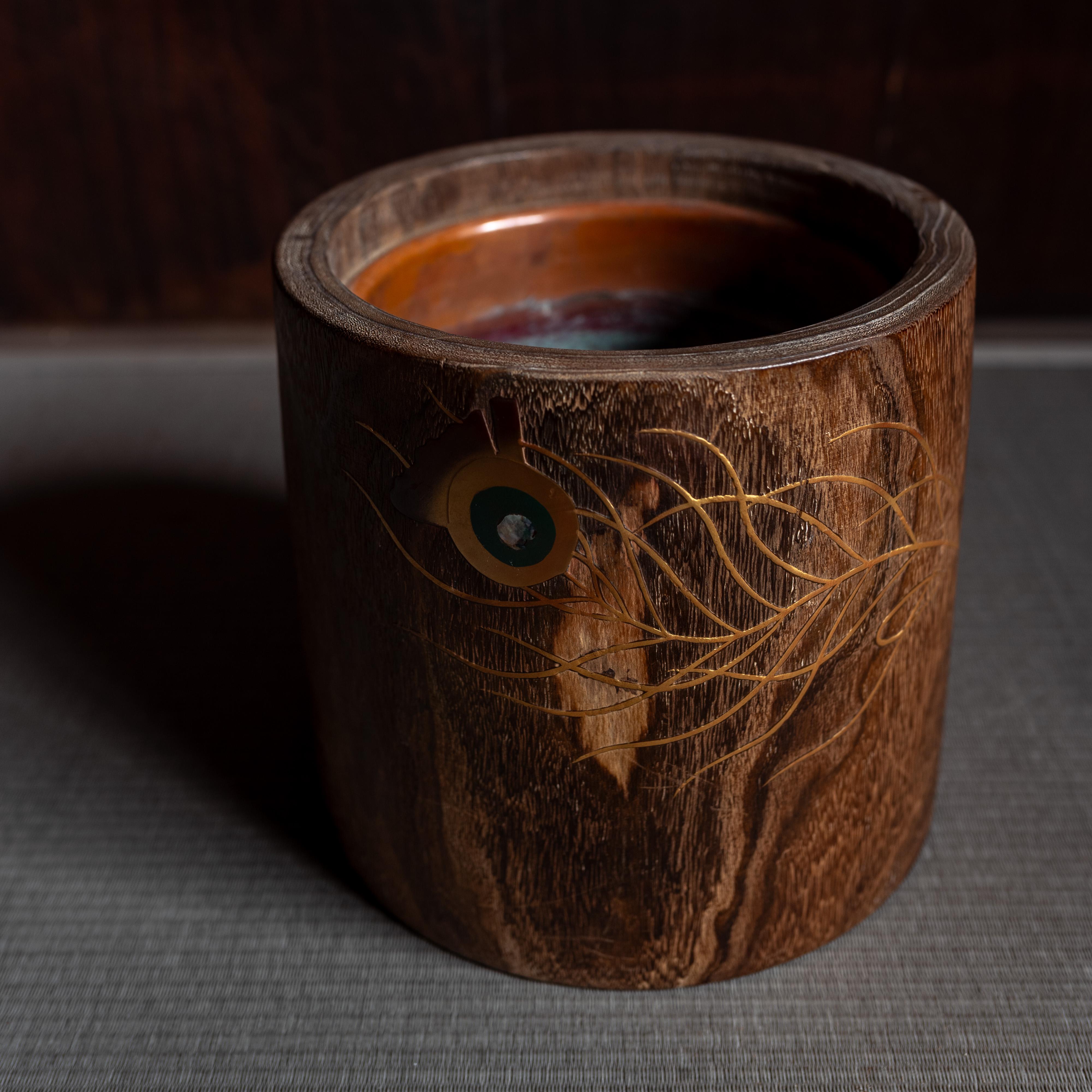 Antico Hibachi giapponese in legno, Giappone, Wabi Sabi, XX secolo in vendita 4