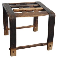 Antica sedia giapponese in legno a traliccio / 1868-1920 / Sgabello semplice e rustico