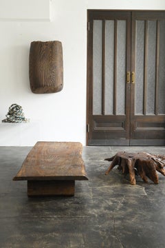 Antico tavolo basso giapponese in legno / Inizio XX secolo / Piano singolo in legno di zelkova